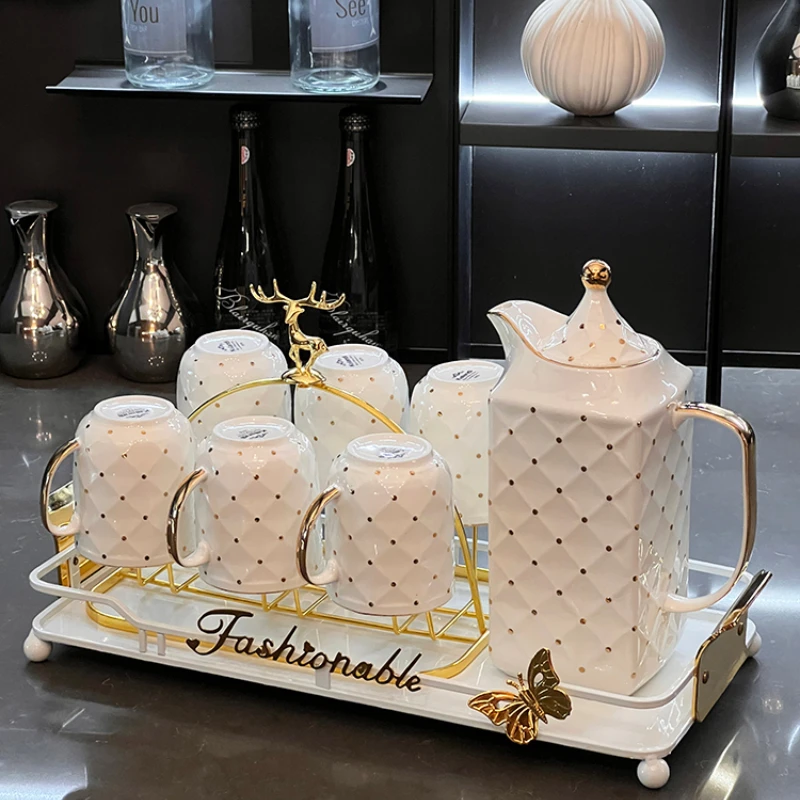 

Light luxury high-end ceramic tea set set set household high-end hospitality tea cup water cup office reception cup set