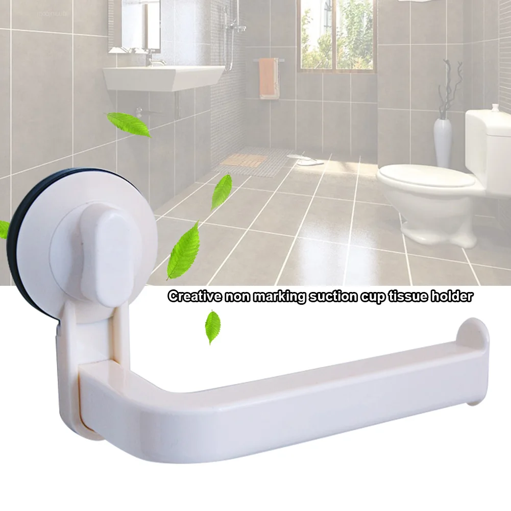 

Roll Paper Holder Hotel Toilet Tissue Rack Plastic Hanger No Drilling Bathroom Wall Mount Suction Cup Storage Shelf Stand