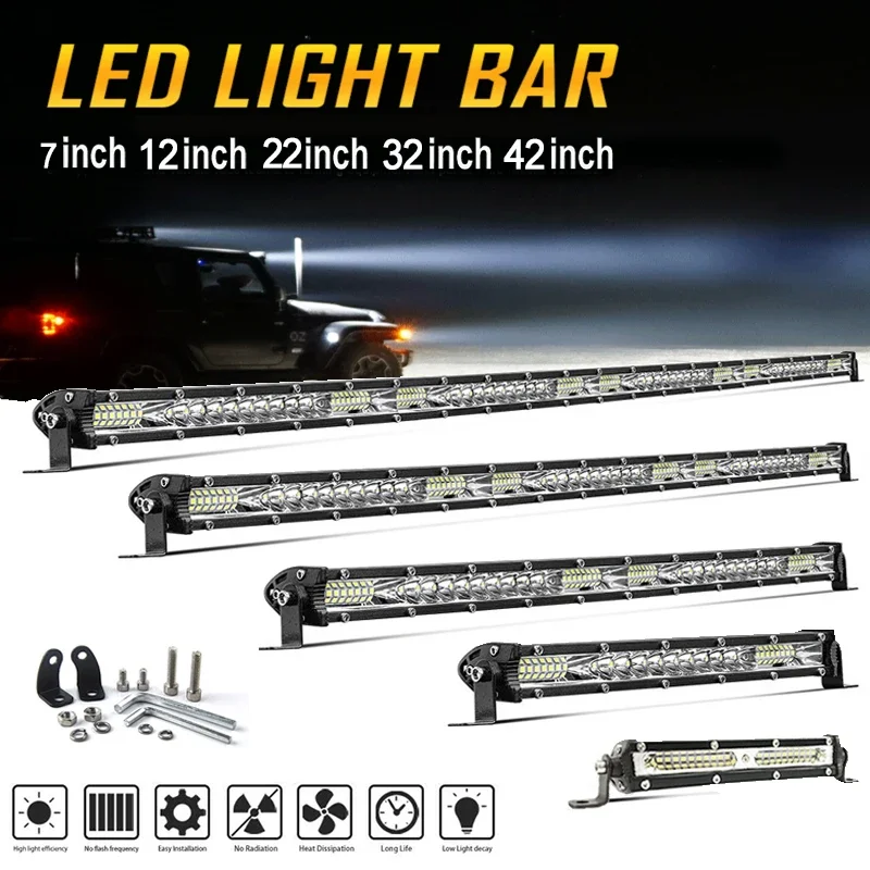 

Light Super Slim Led Work Light 12V 24V 7-32 Inch for ATV Boat Trucks Tractor Driving Light Bar Fog Motorcycle