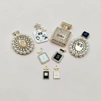 5 pcslot 33mm52mm alloy pearl rhinestone bottle buttons for craft wedding invitation card diy girl hair bowknot metal buttons