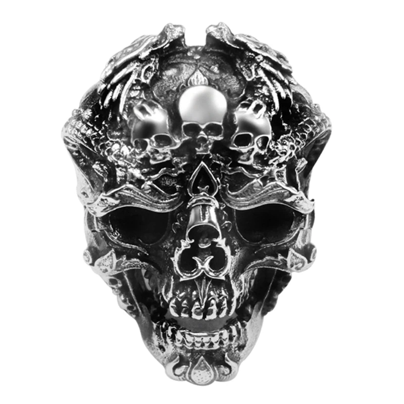 

Retro Skull for Head Ring Exaggerated Mens Finger Rings Fashion Personality Joint Ring Hip Hop Ring Adjustable Open Dropshipping