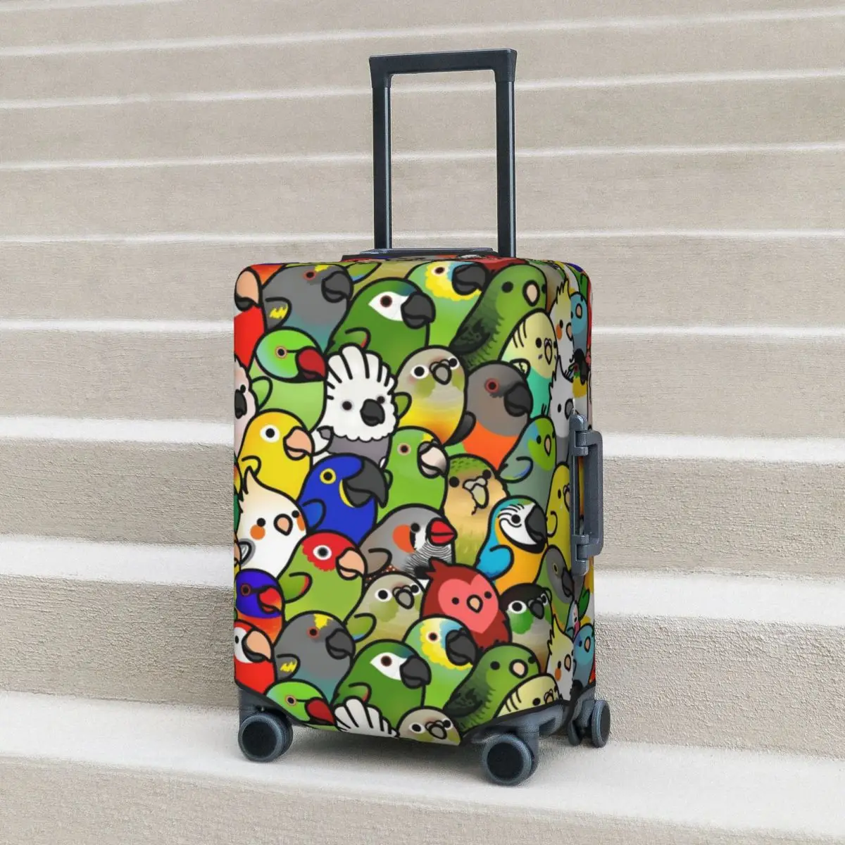 

Эластичный чехол для чемодана с рисунком попугаев