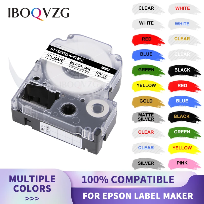 Этикетка IBOQVZG 6/9/12/мм, совместимая с Epson SS6KW SS9KW SS12KW, черная на белом для Epson King Jim LW400 LW600P LW700