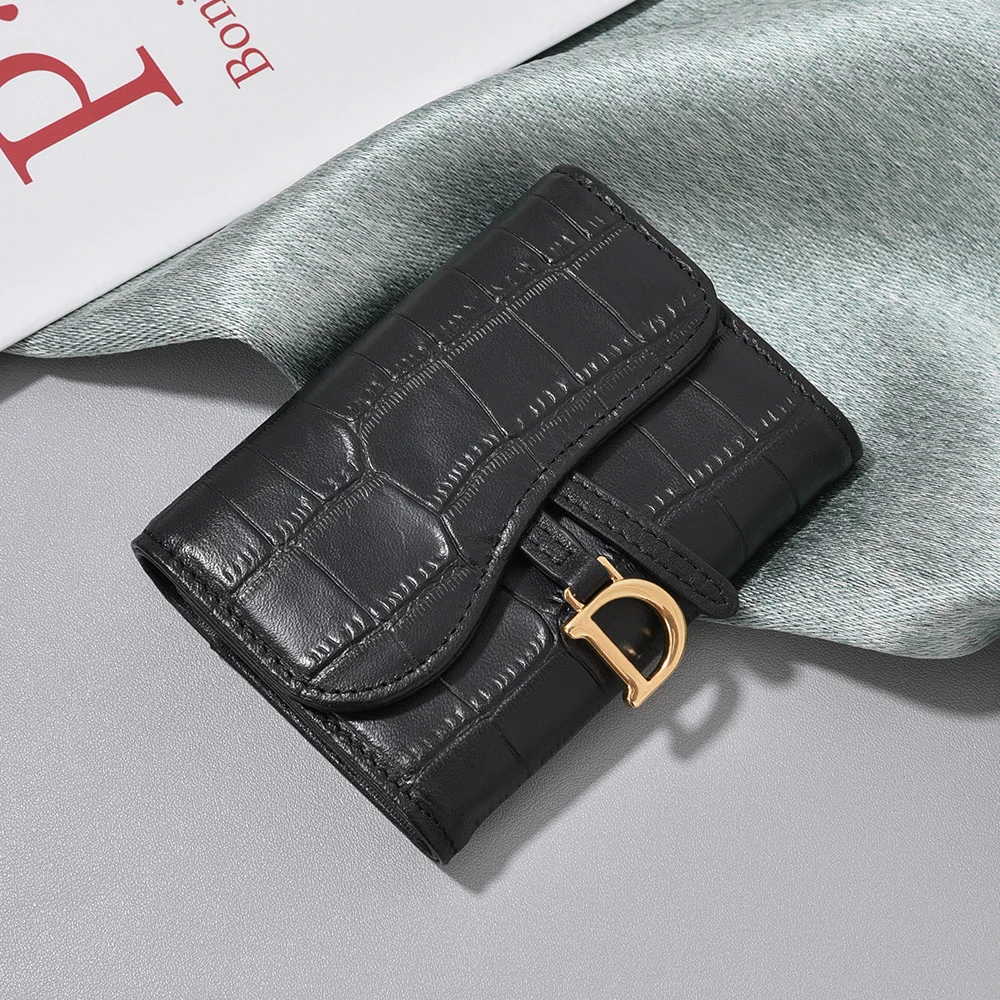

Luxury Genuine Leather Women Card Holders Alligator Snake Pattern Cowhide Card Bags Case Brand Style D Letter Ladies Coin Purses
