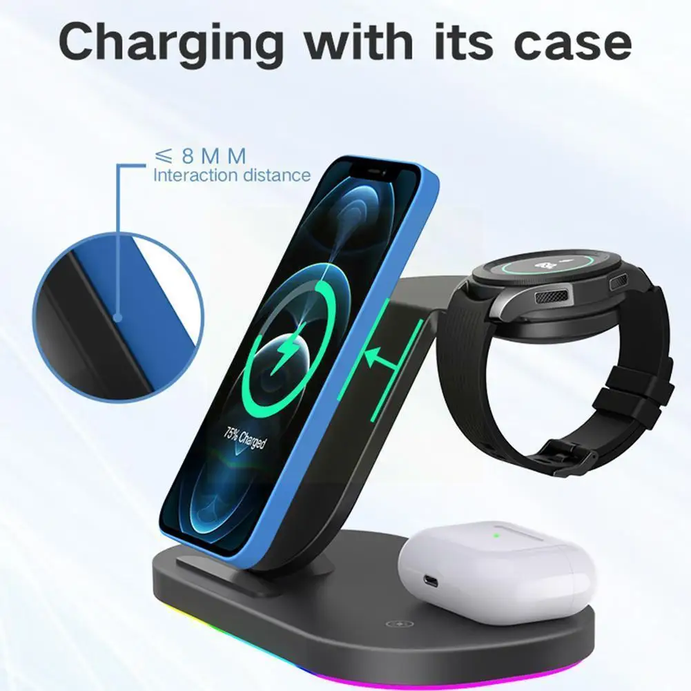 

Беспроводное зарядное устройство 3 в 1, 15 Вт, для часов 3/gear S3/lte/bt Active 2 Buds Pro Live S21/s20/s E9l0