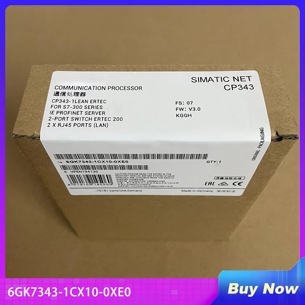 

6GK7343-1CX10-0XE0 For SIEMENS Communications Processor CP 343-1 Lean For Connection of SIMATIC S7-300 to Industrial Ethernet