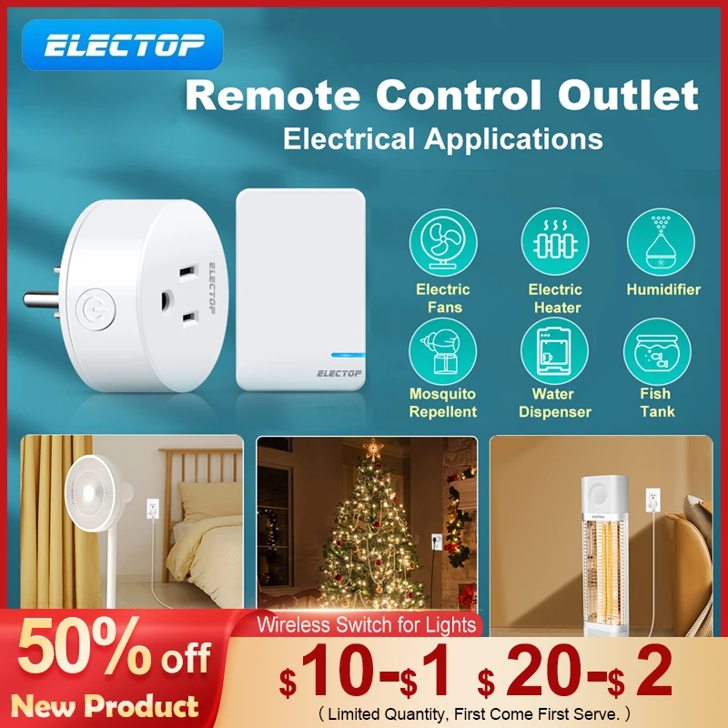 

Electop 10A Smart Plug WiFi Socket US Power Programmable Remote Control Wireless Outlet for Fans Lights Smart Home Appliances