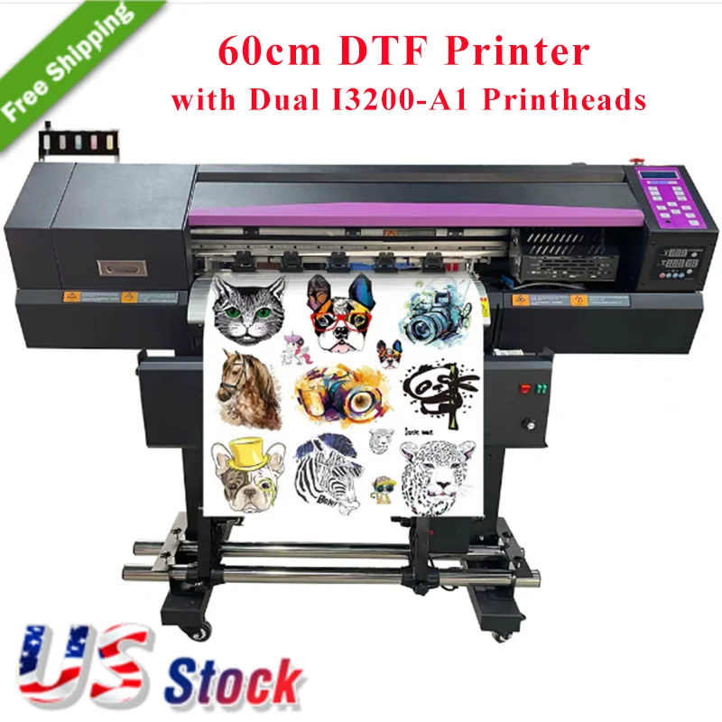 

US Stock DTF Printer 24in(60cm) with Dual I3200-A1 Printheads Direct to Film Printer Machine Wholesale Support Local Pick up