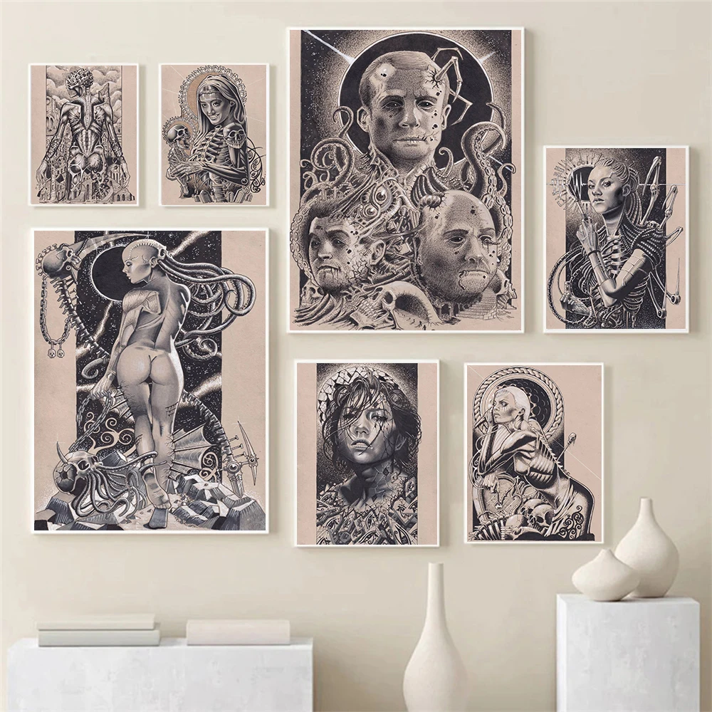 Кибер-ужас изменение будущего человеческий настенный художественный плакат и