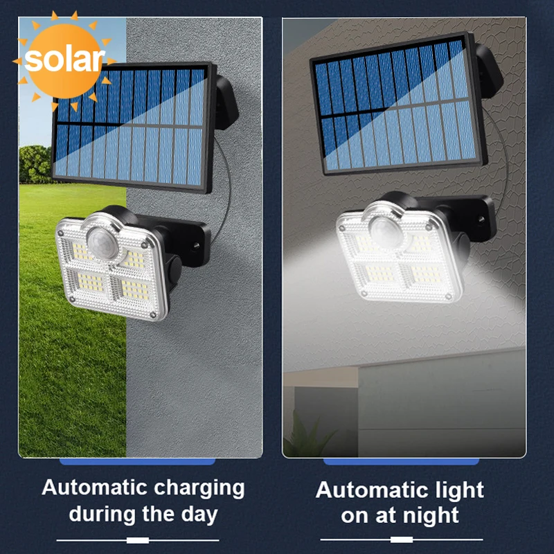 

Светодиодный уличный светильник на солнечной батарее, настенный садовый водонепроницаемый прожектор с датчиком движения, s