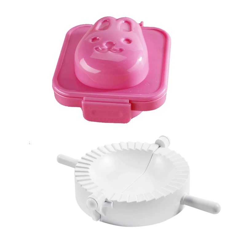 

White Plastic Hand Press Pierogi Mold Dumpling Mould with Egg Sushi Nigiri Rice Ball Japanese Bento Mold