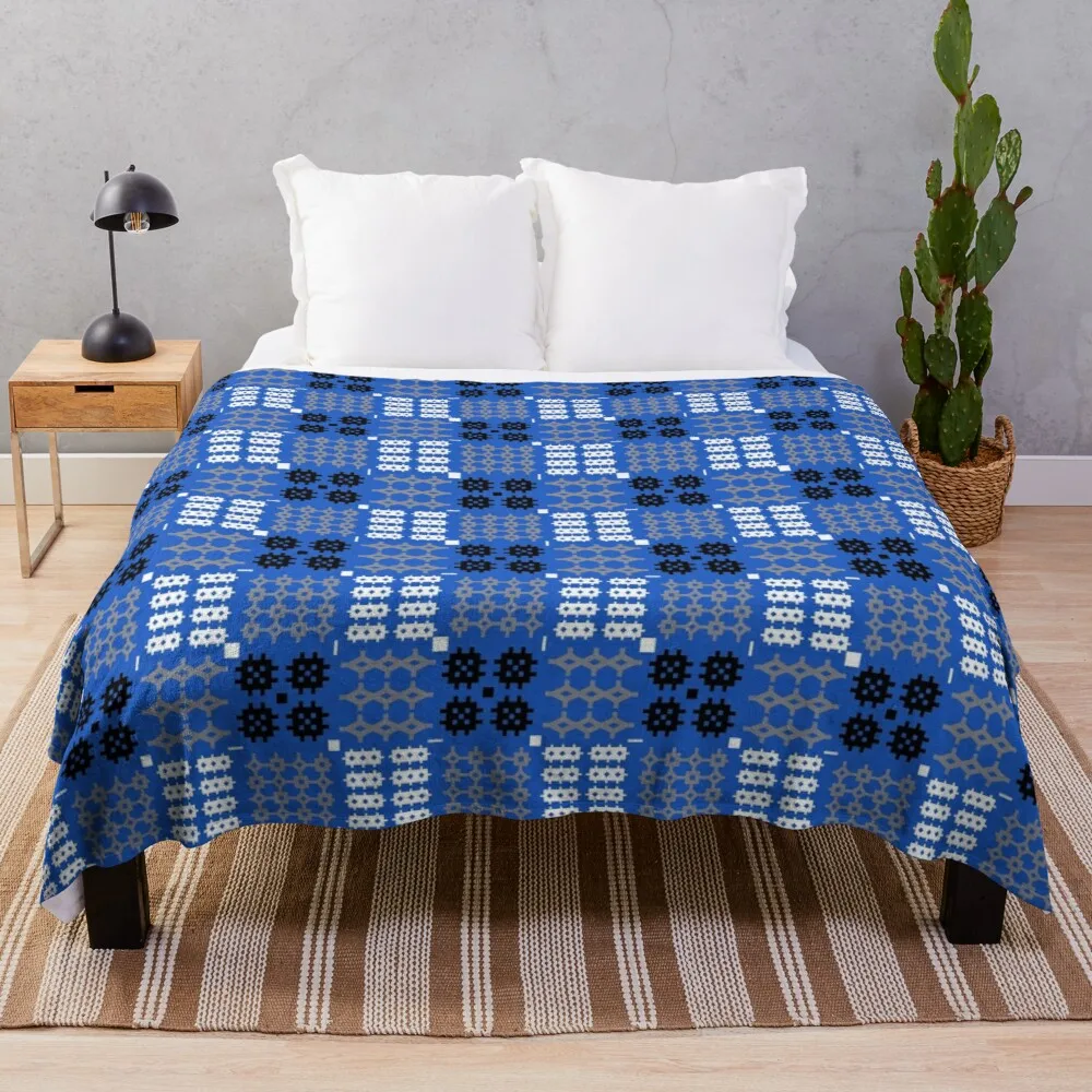 

Welsh Tapestry Pattern, Carthen Cymraeg, Cymreig (blue) Throw Blanket Softest Blanket