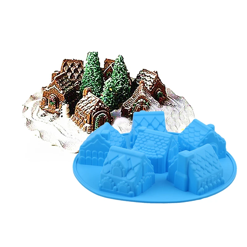 

Creative Convenient Silicone DIY Mold With 6 Modules And House Type For Making Ice Cube Candy Chocolate Cake Cookie