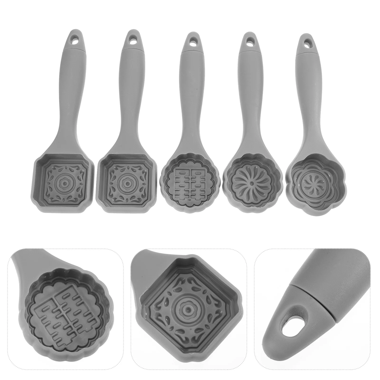 

5Pcs Moon Cake Moulds Baking Molds Chinese Style Moon Cake Molds (Grey)