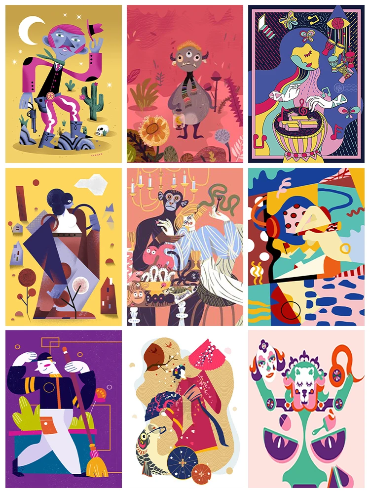 

Мультфильм 5D алмазная живопись геометрический герой полная Алмазная мозаика Алмазная вышивка набор «сделай сам» Стразы домашнее художест...