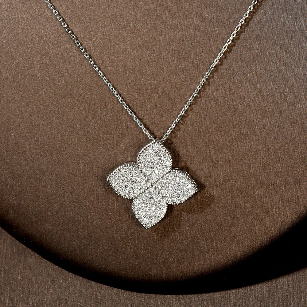 

Fashion Vantage Cubic Zircon Gold Color Pendant Necklace for Women Court Style Full Micro Pave Bridal Party Gifts N-1416