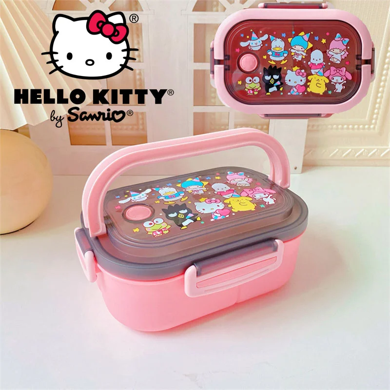 

Sanrio Hello Kitty Cinnamoroll Kuromi Portable Lunch Box Bento Box Separated Sealed Double Layer Anime Kawaii Cute Student Gifts