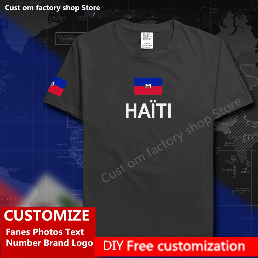 

Haiti Haitian T shirt Custom Jersey Fans DIY Name Number Brand LOGO Tshirt High Street Fashion Hip Hop Loose Casual T-shirt