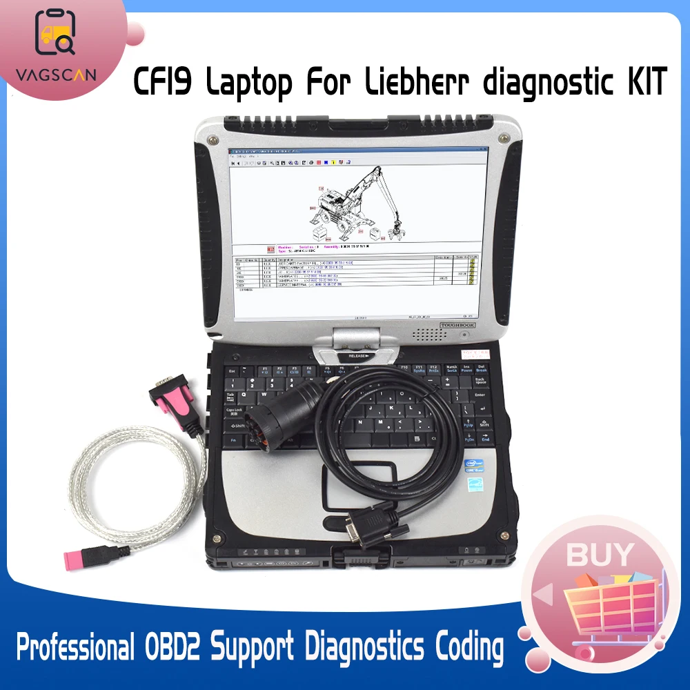 

For Liebherr Sculi Diagnosis kit Excavator ton crane Software and diagnostic cable whit CF19 CF-19 Laptop