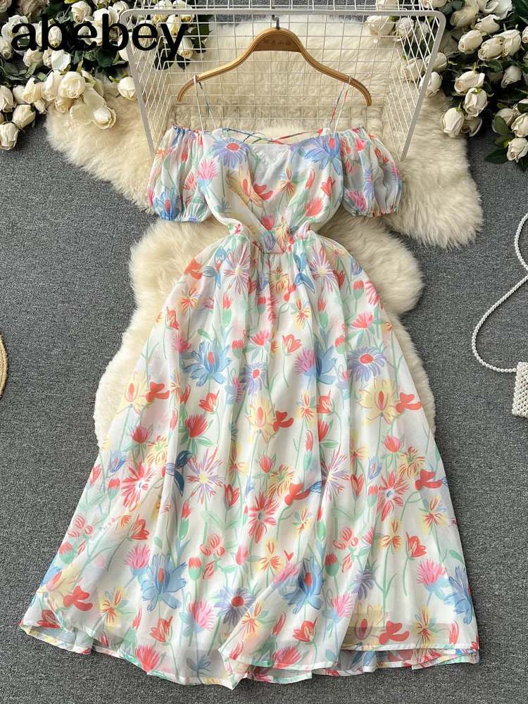 

Женское праздничное платье макси на бретельках, длинное пляжное повседневвечерние платье с открытыми плечами и оборками, облегающее плать...