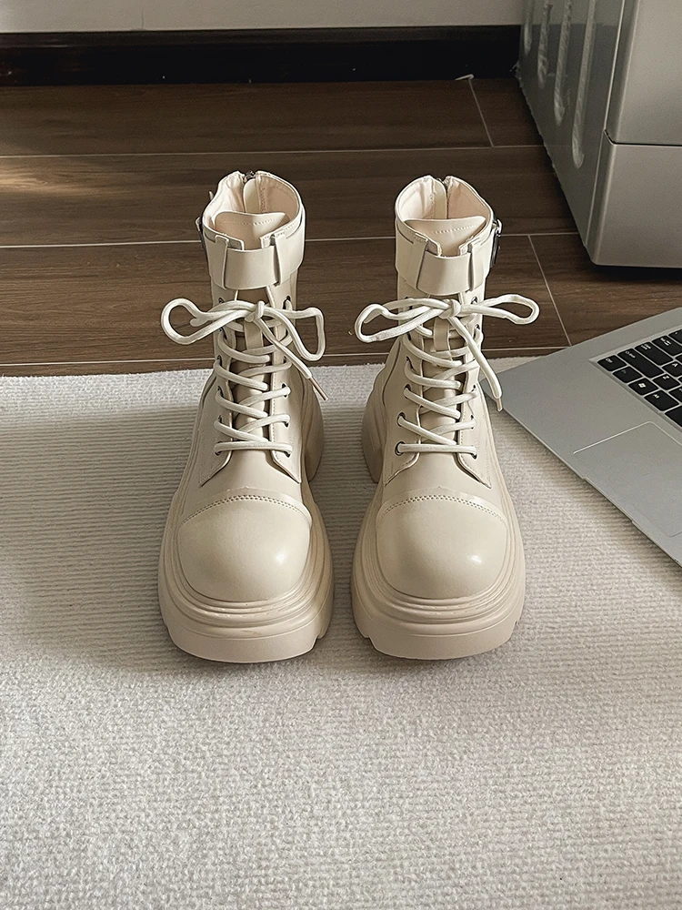 

White Ankle Boots Summer Women's Shoes Clogs Platform Zipper Boots-Women Luxury Designer Round Toe Low Ladies Med Rubber 2023 F