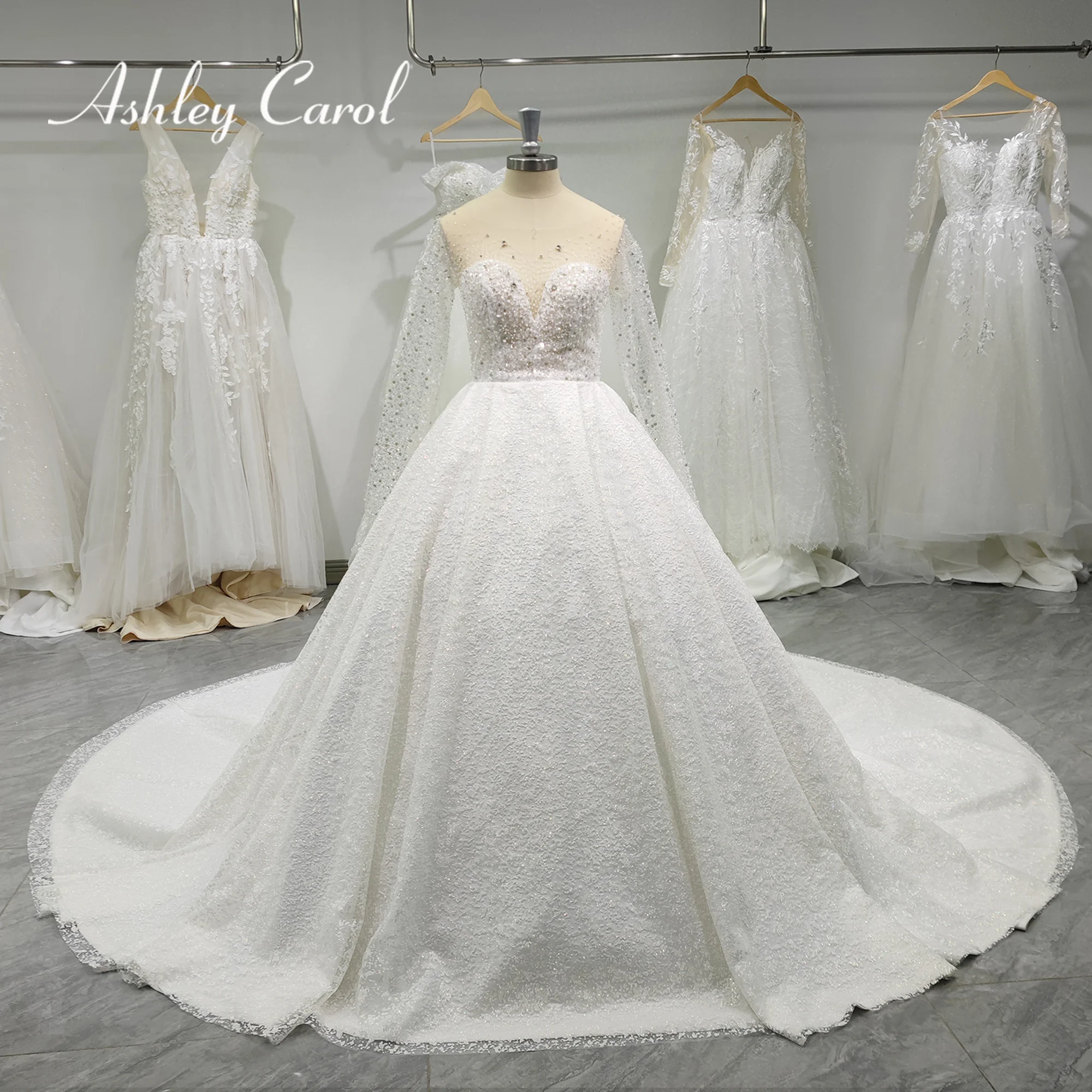 

Ashley Carol A-Line Wedding Dresses For Women 2023 Luxury Sweetheart Beaded Sparkling Wedding Gown Real photos Vestidos De Novia