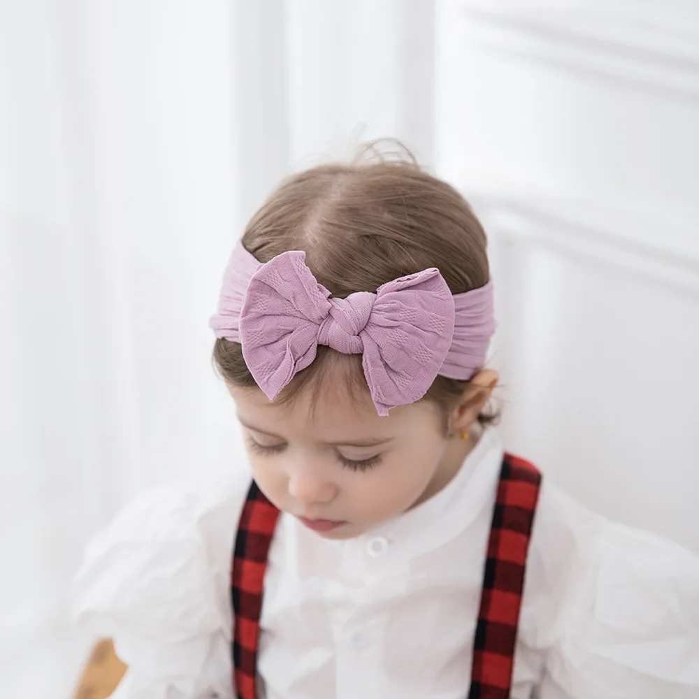 

Bows Newborn Baby Girl Headband Soft Elastic Solid Color Kids Knit Hair Bands Baby Girls Hair Accessories Infant Headwrap 0-3T