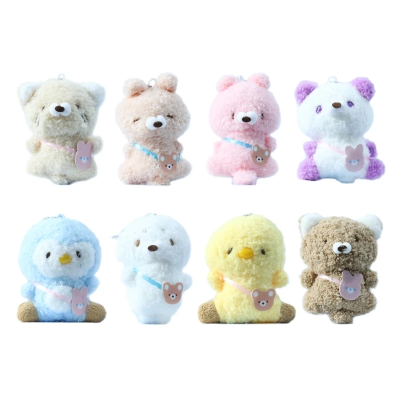 

School Bag Pendant Cartoon Bear Handbag Plush Ornament Phone Decors Small Gift