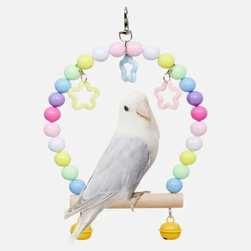 

Bird Swing Parrots Toys Parrot Cage Accessories Swing Stand With Random Color Bell Pet Parrot Macaw Hammock Bird Toy