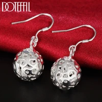 doteffil 925 sterling silver hollow round heart drop earrings for women wedding engagement charm party jewelry