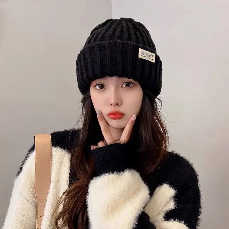 Internet celebrityinsWinter warm knitted hat women's winter versatile big head circumference woolen cap trendy pullover beanie