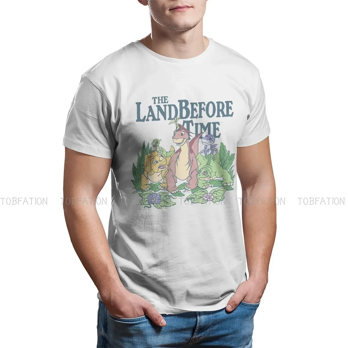 z dinozaurami poliestrowe koszulki Land Before Time pastelowe przyjaciele drukuj Homme T Shirt śmieszne topy 6XL