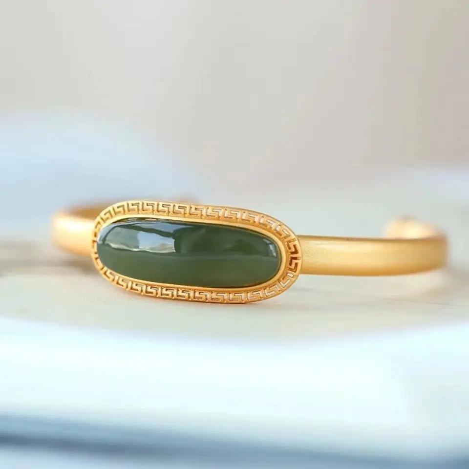 

Натуральный овальный браслет S925 Стерлинговое Серебро Индивидуальный узор винтажный браслет в дворцовом стиле украшение