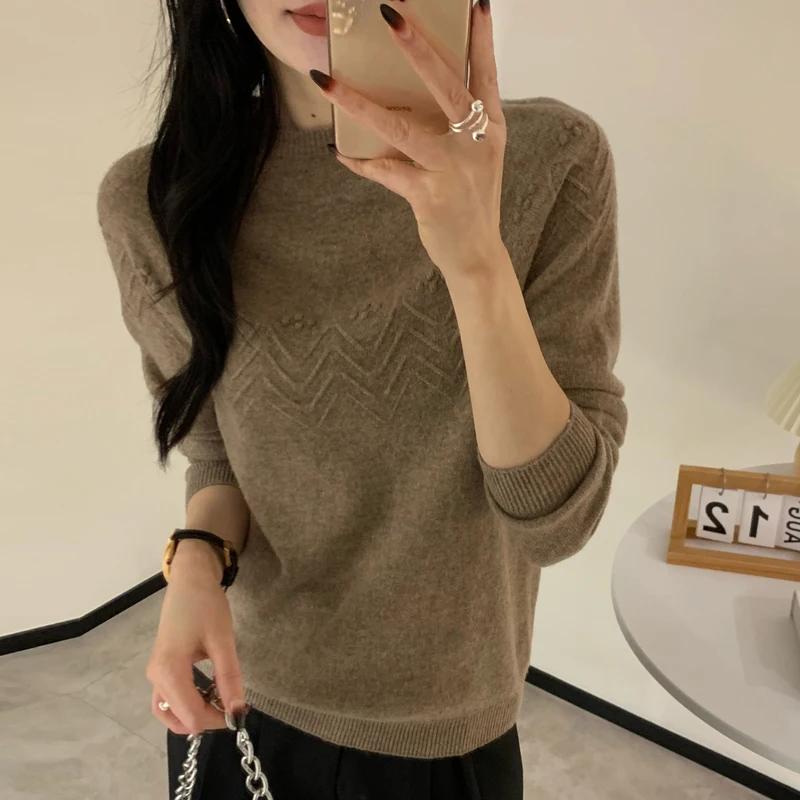 Женский зимний свитер LDZWSM 100% мериносовая шерсть пуловер с круглым вырезом