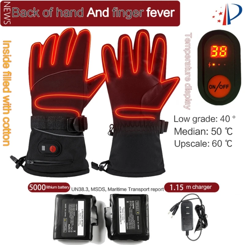 Heated Ski Gloves Men Women Outdoor Activity Gloves Sports Gear Heating Gloves