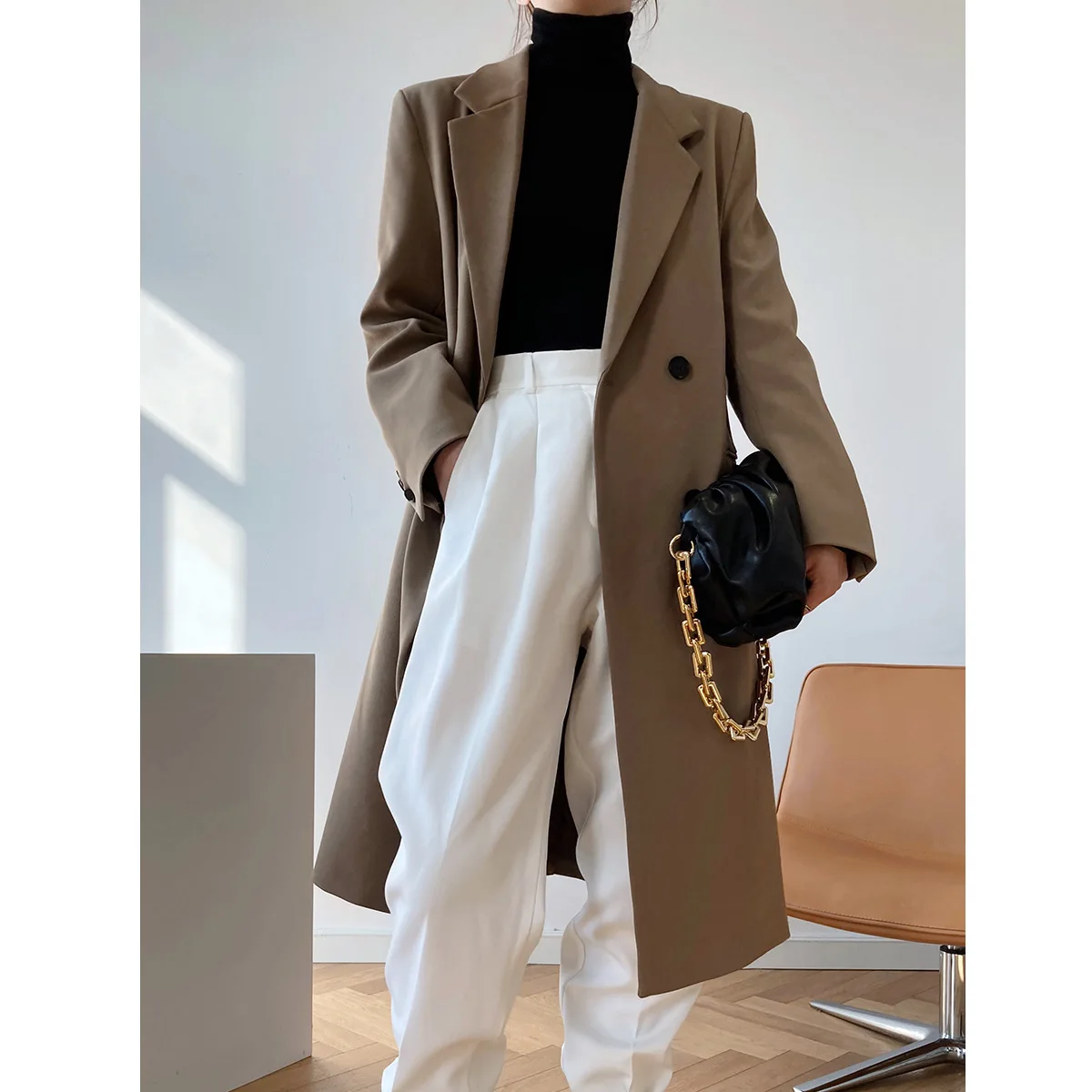 

Spring and autumn new style design feeling temperament in long small suit jacket female recreational Korean suit jacket