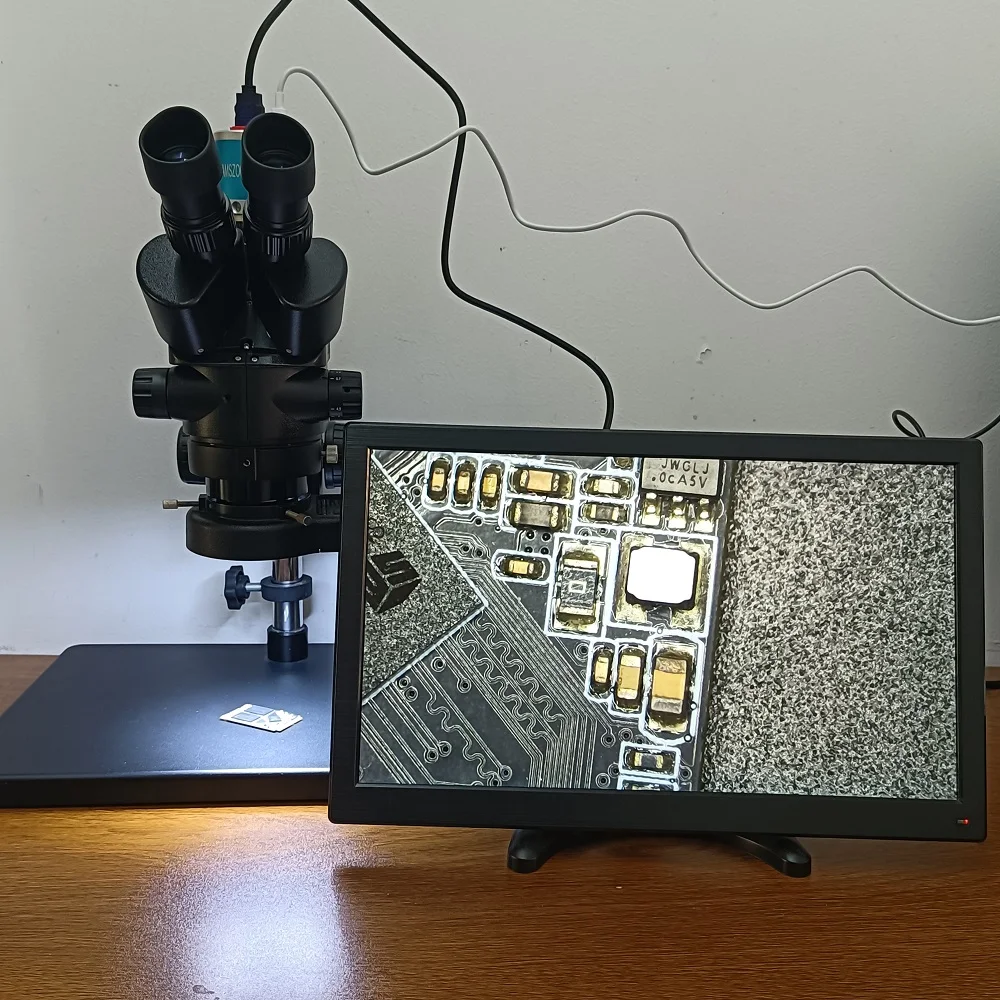 Тринокулярный стереомикроскоп с двойной штангой 3.5X-180X для пайки, 4K 66MP HDMI USB камера-микроскоп для ремонта печатных плат (art.: 3a371ec2014) - 3a371ec2014