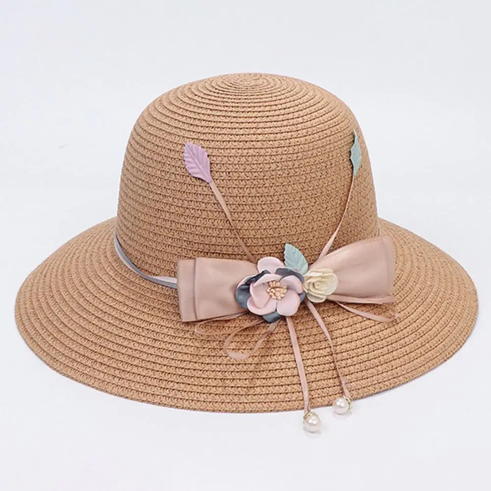 

Sun Hat Trendy Round Dome Elastic Rope Women Summer Wide Brim Floppy Straw Hat Fashion Accessories Beach Hat Fisherman Hat