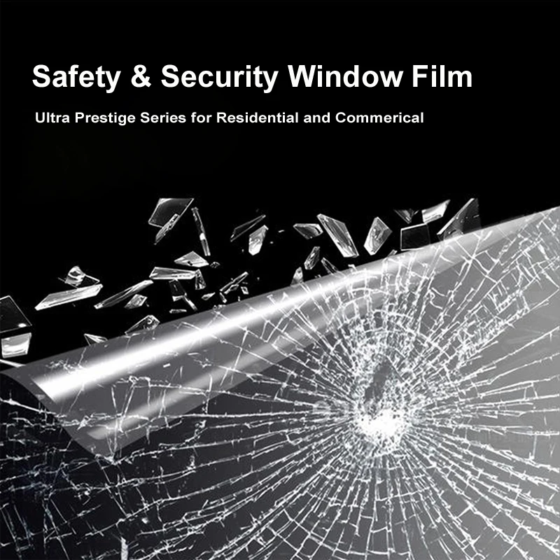 Window Security Film Safety Clear Window Film Waterproof Window Tint 2/4 Mil Adhesive Window Protection Sticker for Home Office