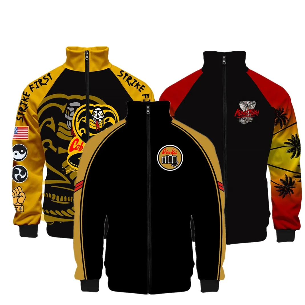 

Cobra Kai Cosplay Stand Collar Hoodie Zip Up Jacket Coat 3D Printed Sweatshirt