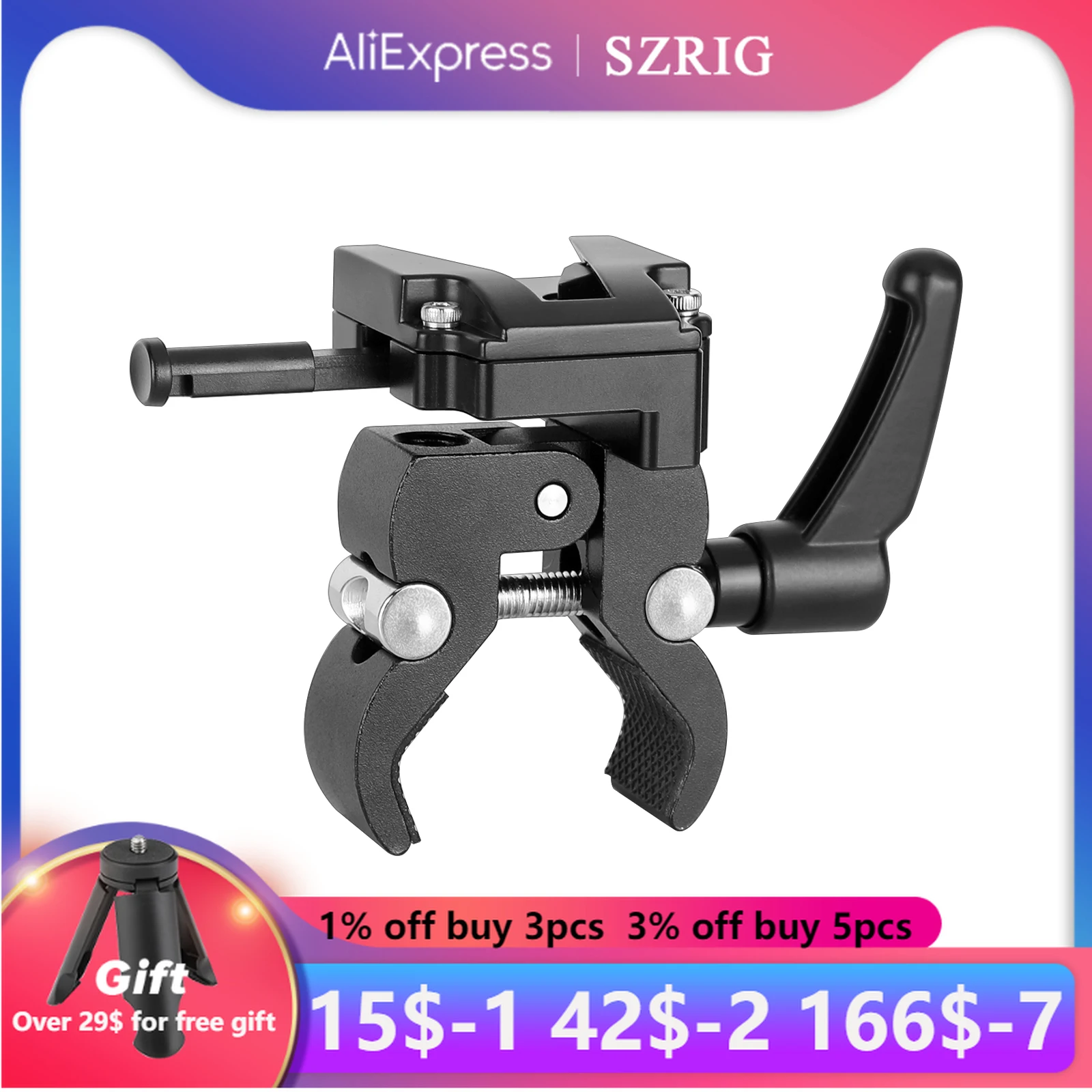 

SZRIG Strengthened Super Crab Gripper + Universal V-Lock Mount Quick Release Adapter For DSLR Camera Battery