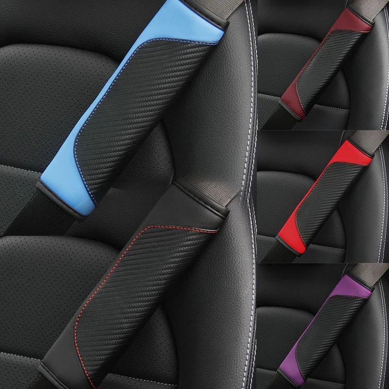 

Car Seat Belt Cover Carbon Fiber Leather Universal Auto Seat Belt Covers Shoulder Protection