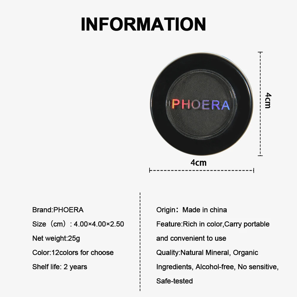 PHOERA 12 цветов Пудра Тени для век матовые тени пигмент красота макияж глаз