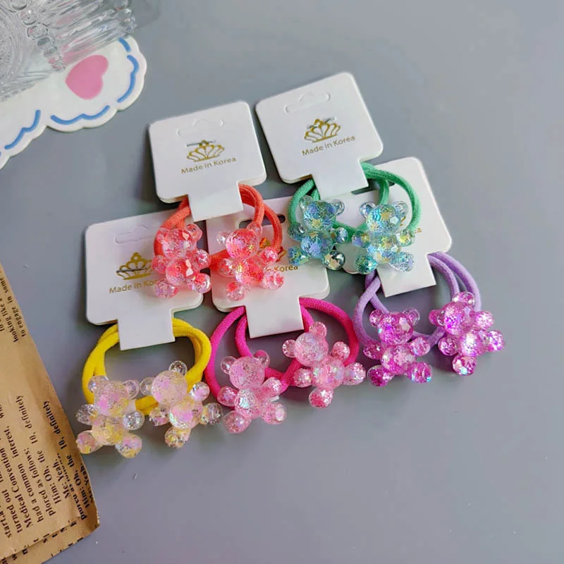 

2PCS New Cartoon Bear Hair Bands Headwear Girls Cute Elastic Rubber Band Kids Headband Hair Accessories Kids Hair Ties Ornaments