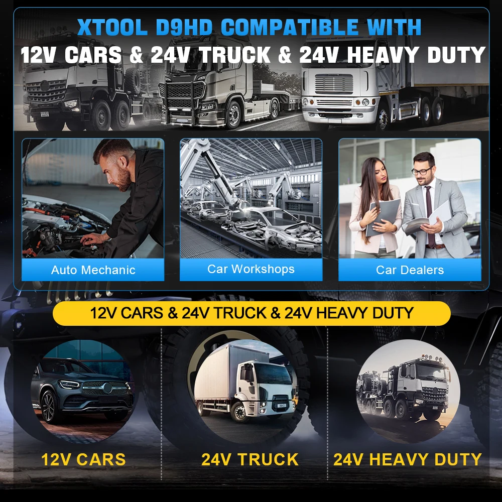 XTOOL D9HD Сверхмощный грузовик Автомобильный сканер Топология Программирование