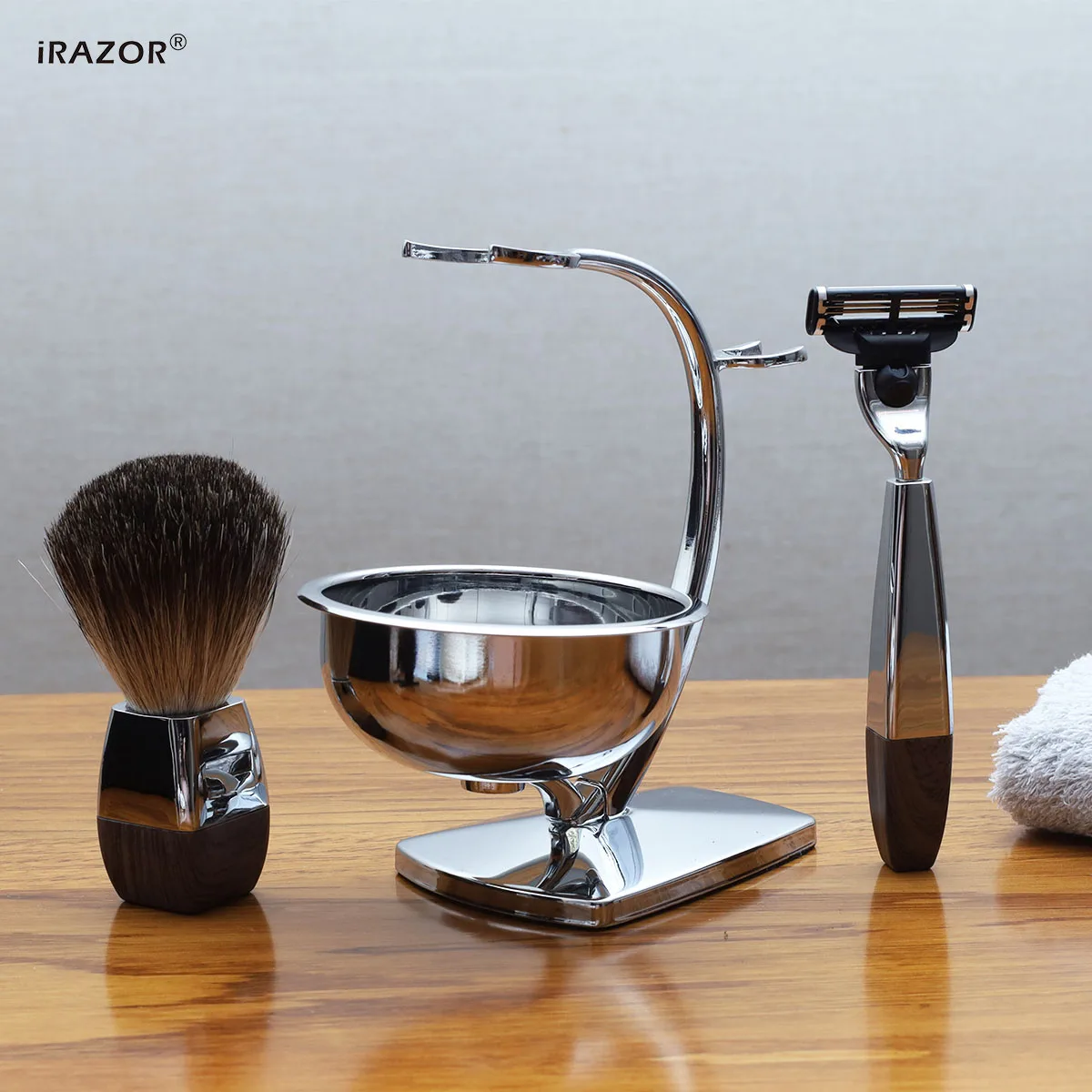 iRAZOR Luxury Mach 3 безопасная бритва мужской набор для бритья деревянная ручка с