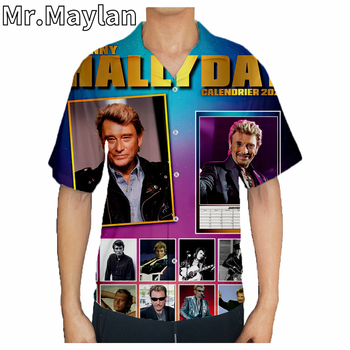 

Singer Johnny Hallyday 3D Shirt Hawaii Shirt Men Summer Short Sleeve Shirt Men Shirts New Oversized 5XL shirt Chemise Homme-178