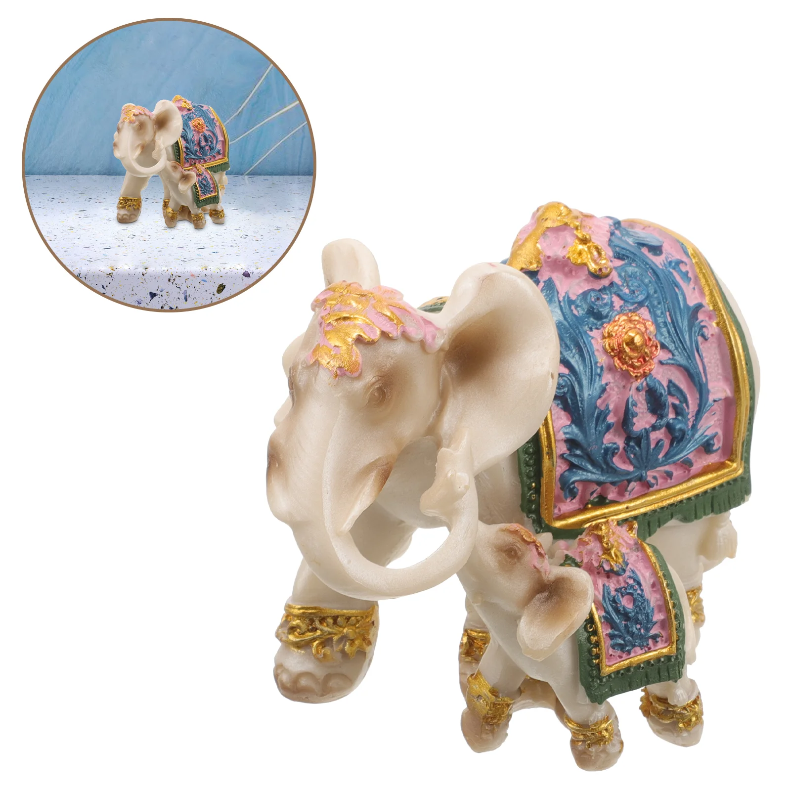 

Elephant Statue Ornament Desktop Craft Home Decor Resin Elephant Adornment