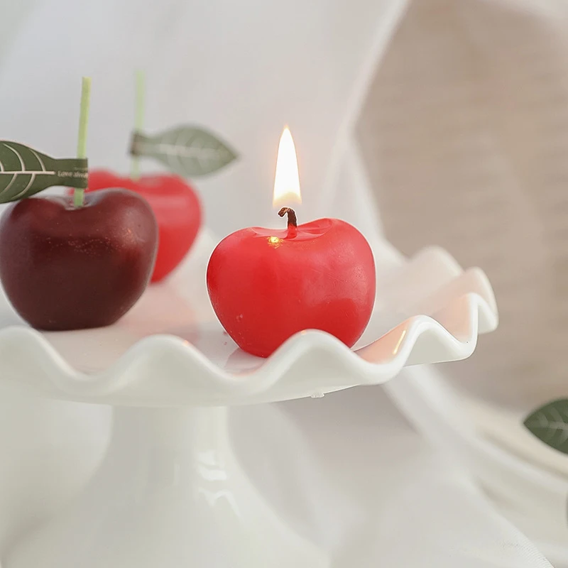 4Pcs/lot Cherries Scented Candles Creative Birthday Candle Home Decoration Bedroom Ornament Holiday Gift Dropshiping