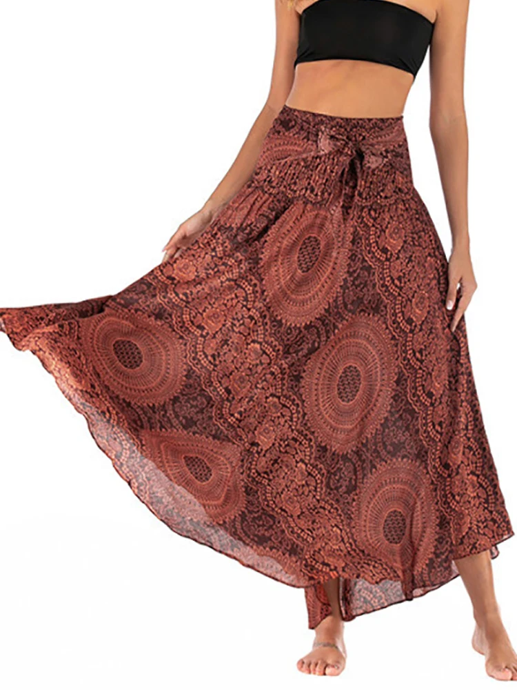 

Fitshinling Fashion New In Women's Skirts Bottoms Bohe Print Vintage Long Saias Femme Clothing Summer Skirt Female 2023 A-line